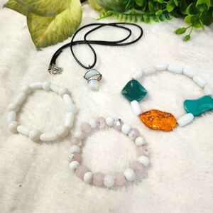 Handmade Bracelets and wire wrapped gemstone mushroom charm necklace